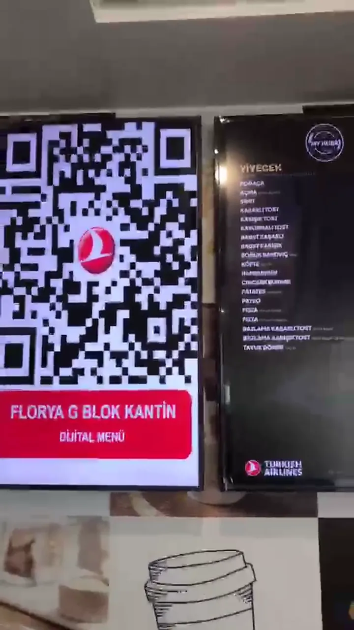THY İstanbul Genel Müdürlük Data Kantin – 43 İnç iiyama Menü Board – gerçek uygulama görüntüsü