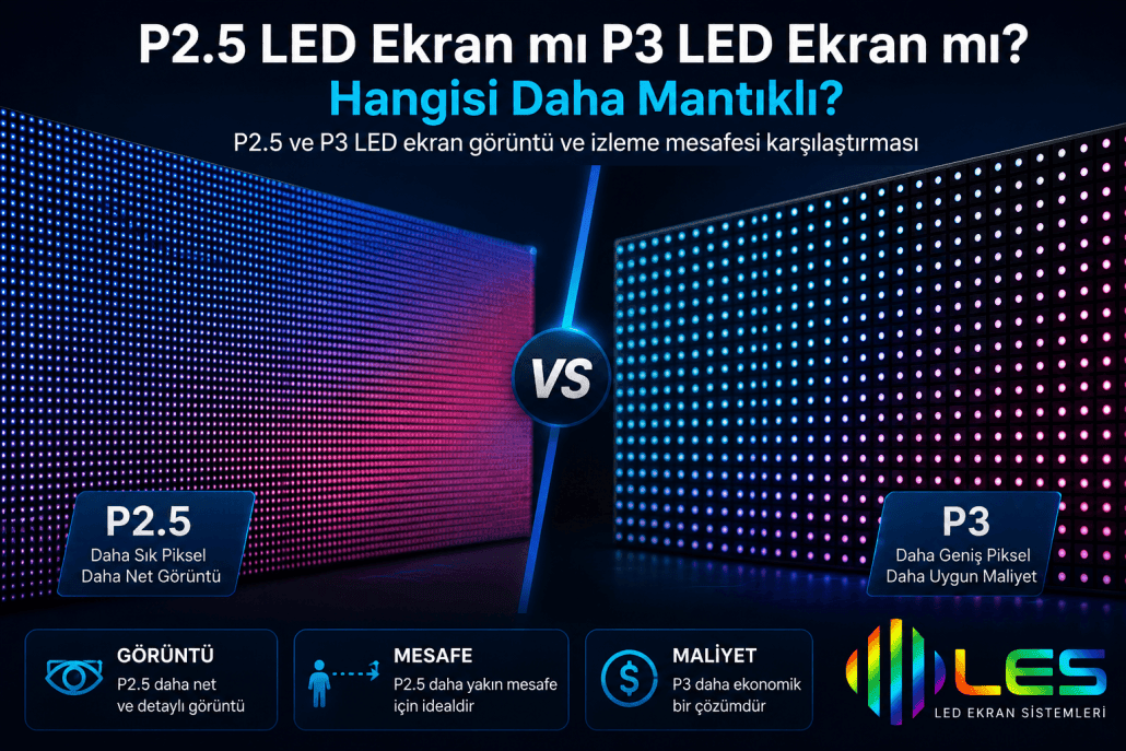 P2.5 ve P3 LED ekran görüntü ve izleme mesafesi karşılaştırması