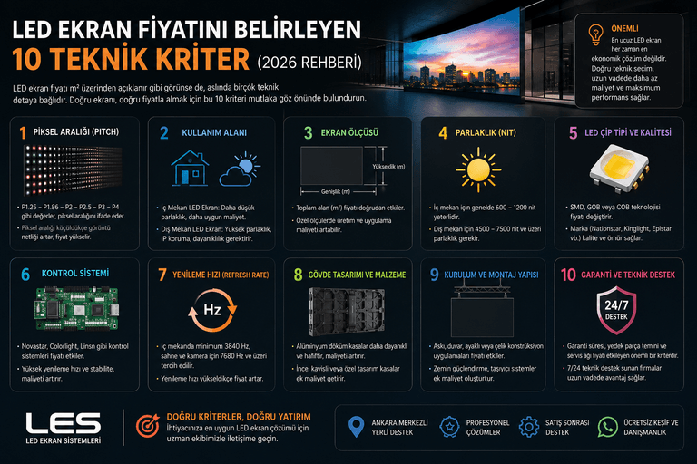 LED Ekran Fiyatını Belirleyen 10 Teknik Kriter (2026 Rehberi)