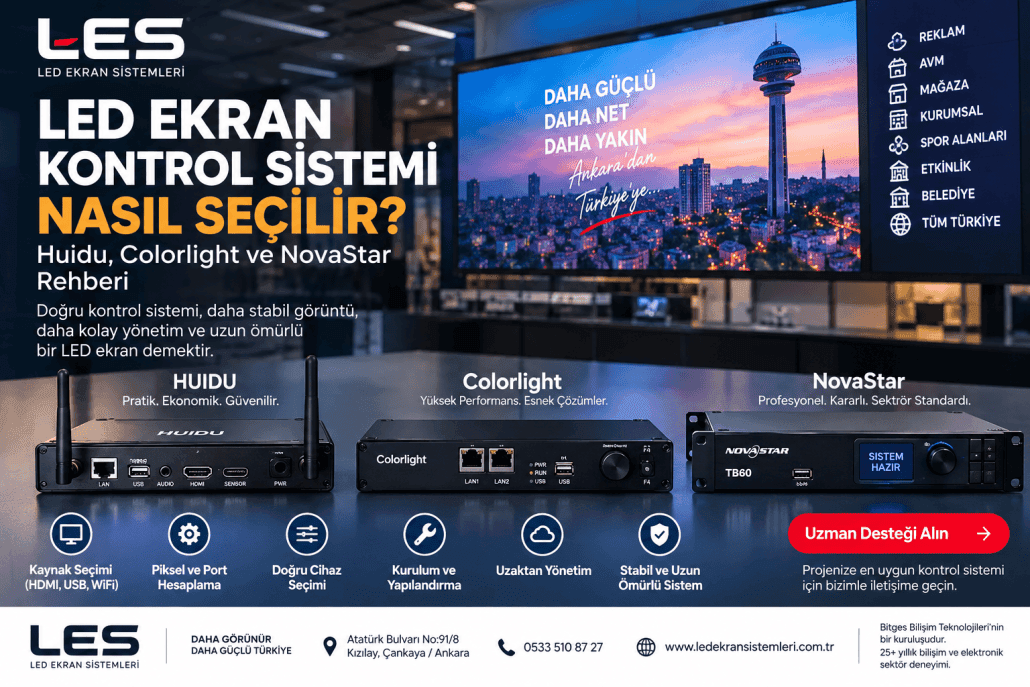 Huidu Colorlight NovaStar LED ekran kontrol sistemi karşılaştırması Ankara