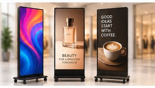 Üç farklı ayaklı poster LED ekran modeli