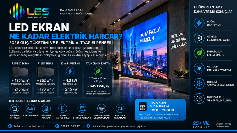 LED Ekran Ne Kadar Elektrik Harcar? 2026 Güç Tüketimi ve Elektrik Altyapısı Rehberi