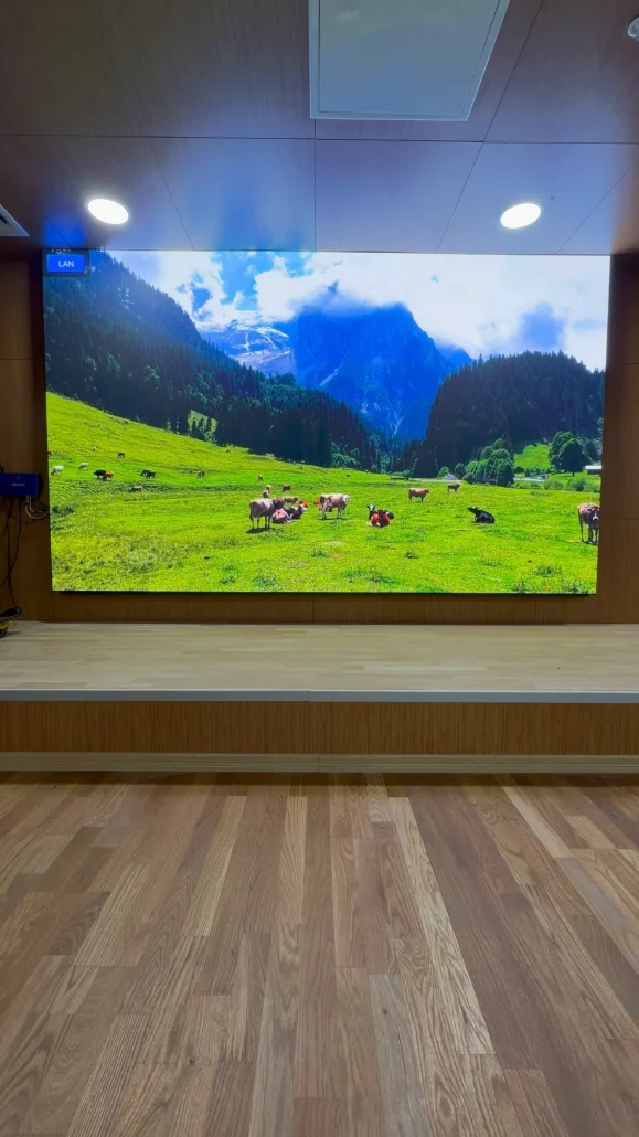 TAGEM Lalahan salonunda 320×192 cm P1.86 LED ekranın genel görünümü